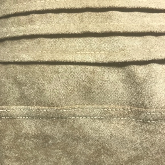 Beige Faux Suede Moto Stretch Casual Leggings - Picture 8 of 8